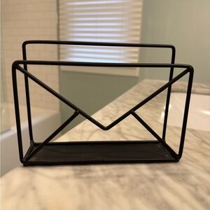 Anthropologie Mail Holder Envelope Shape 5x7x2 Black Metal